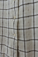 1990's IRISH LINEN WOVEN PLAID BUTTON BLOUSE | SIZE M