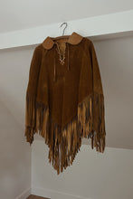 1960's RARE COGNAC SUEDE FRINGE PONCHO | ONE SIZE