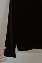 Y2K CRUSHED BLACK VELVET CREW NECK TOP | SIZE S