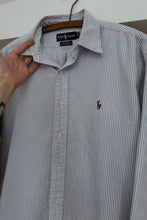 1990's RALPH LAUREN STRIPE YARMOUTH COTTON OXFORD | SIZE L