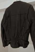 1980's BLACK LEATHER GORED WAIST BIKER JACKET | SIZE M/L
