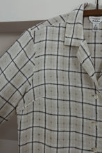 1990's IRISH LINEN WOVEN PLAID BUTTON BLOUSE | SIZE M