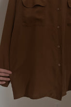 1990's PURE SILK CARAMEL GRUNGE BLOUSE | SIZE L