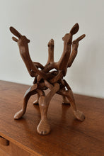 1960's HAND CARVED INTERLOCKING WALNUT STAND