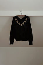 1980's BLACK SUEDE FRINGE COLLAR KNIT JUMPER | SIZE M