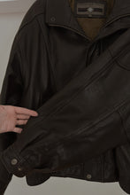 1990's CHOCOLATE LEATHER MEMBERS ONLY BOMBER | SIZE XL