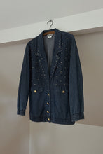 1980's STUDDED DENIM BLAZER BOMBER | SIZE M