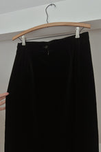 1990's FOXLEY LONDON BLACK VELVET PENCIL MIDI SKIRT | SIZE S