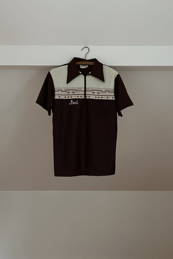 1970's BUD'S BUCKLEY'S PRODUCE BOWLER POLO | SIZE M