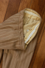 1960's CAMEL PINSTRIPE WOOL KICK FLARES | SIZE 27/28