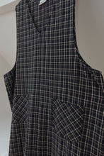 1990's LINEN + COTTON PLAID JUMPER DRESS | SIZE 3XL
