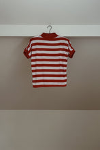 1980's CHERRY STRIPE MOCK NECK TEE | SIZE M