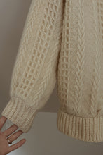 1970's IRISH WOOL FISHERMAN KNIT ZIP JACKET | SIZE M/L