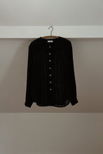 1990's BLACK LINEN GAUZE BUTTON BLOUSE | SIZE M