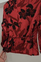 Y2K PURE SILK RED FLORAL WRAP BLOUSE | SIZE M/L