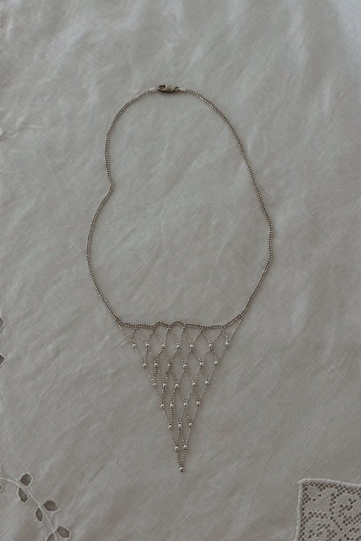 1990's DELICATE 925 STERLING SILVER BALL BIB CHAIN