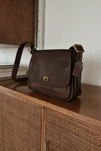 1980's COACH CHOCOLATE LEATHER HANDBAG | 9" x 7" x 2.5"