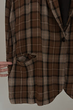 1990's CHOCOLATE TEXTURED PLAID BLAZER | SIZE 2XL