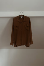 1990's PURE SILK CARAMEL GRUNGE BLOUSE | SIZE L