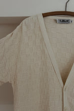 1990's COTTON CHECKER KNIT SLUB CARDIGAN