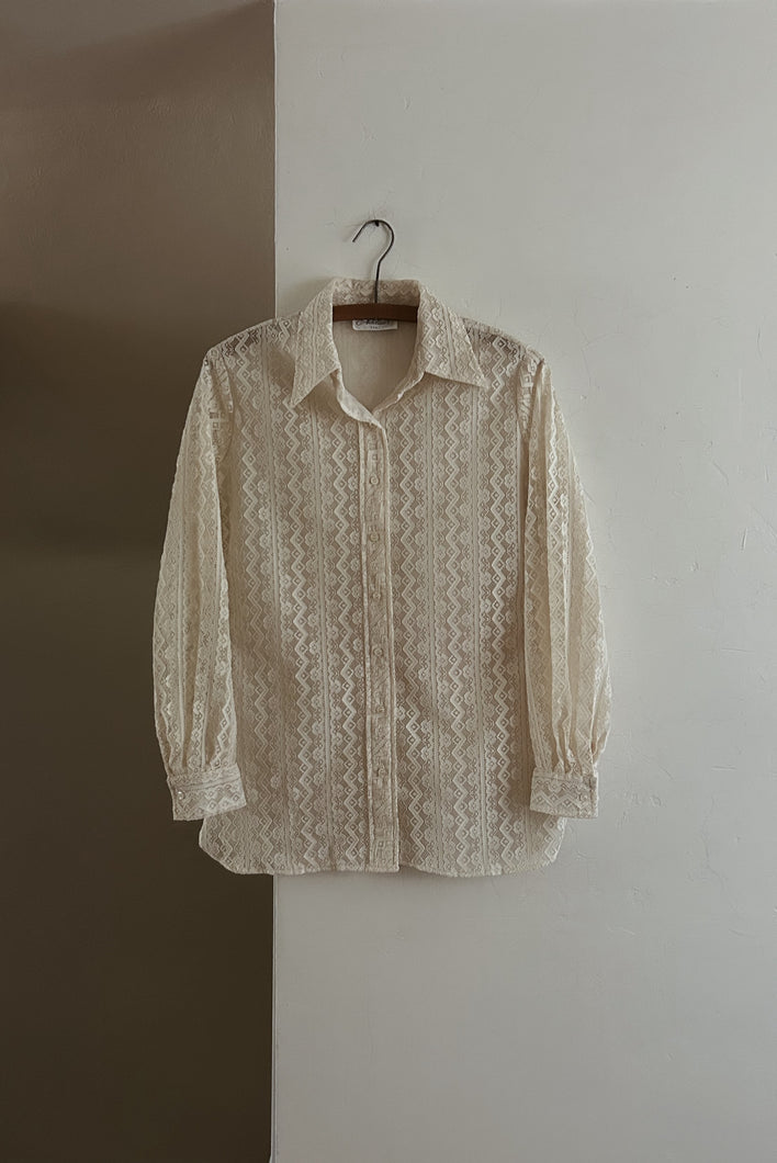 1970's WESTERN LACE BUTTON SHIRT | SIZE S