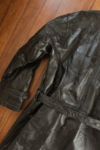 1990's PATCHED BLACK LEATHER TRENCH