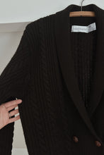 1980's PURE WOOL BLACK CABLE KNIT CARDIGAN | SIZE M