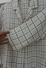 1990's IRISH LINEN WOVEN PLAID BUTTON BLOUSE | SIZE M