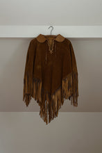 1960's RARE COGNAC SUEDE FRINGE PONCHO | ONE SIZE