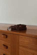 1980's CHOCOLATE LEATHER WOVEN LINK BELT | SIZE M/L