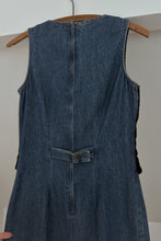 1990's BLACK VELVET WAISTCOAT DENIM 2FER DRESS | SIZE S