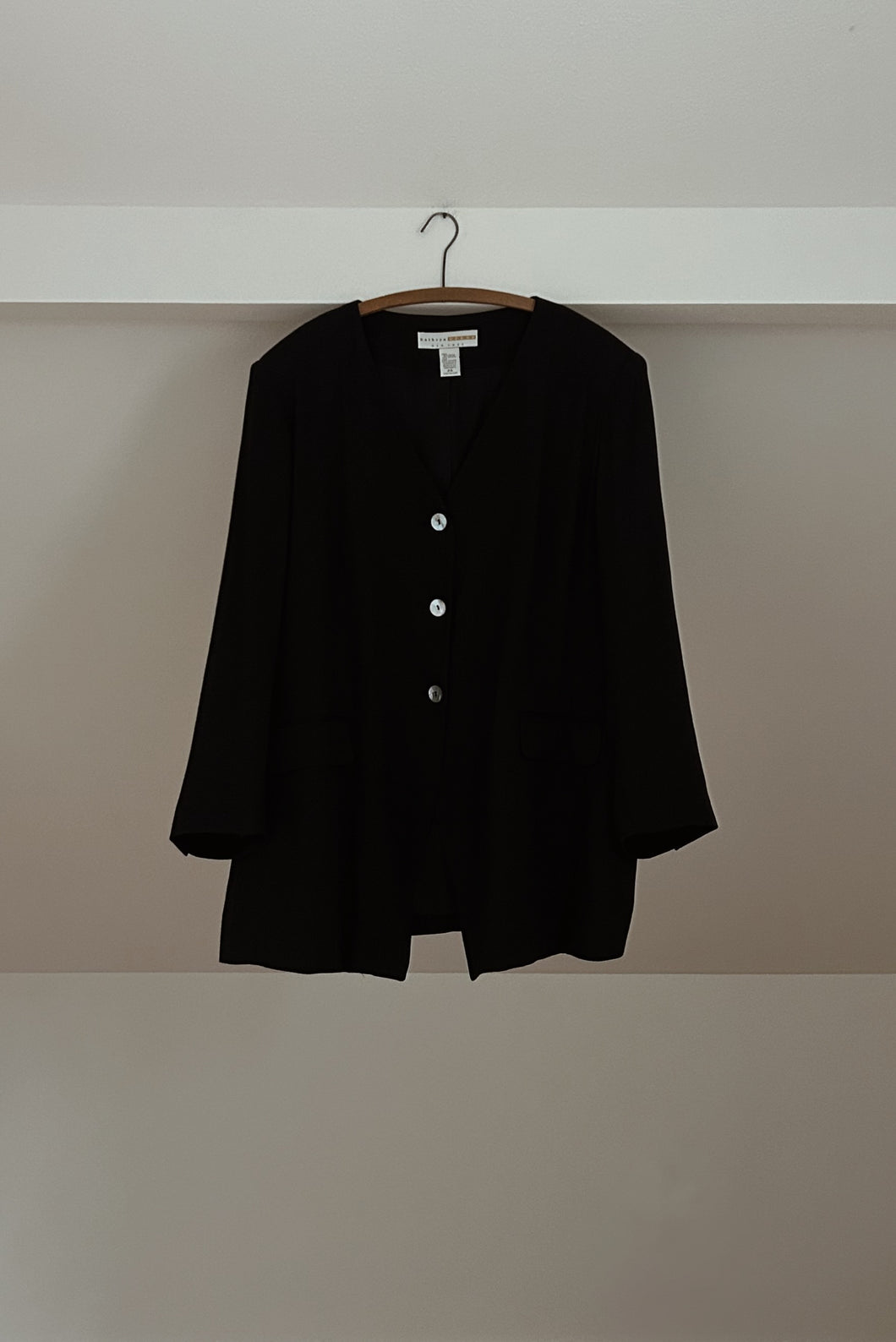 1990's DEENE NEW YORK MINIMAL WOVEN BLACK BLAZER | SIZE 3XL