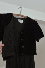 1990's BLACK WOVEN CHENILLE OVERLAY JUMPSUIT | SIZE M