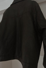 1990's DARK CHOCOLATE FAUX LEATHER HEIRLOOM BIKER JACKET | SIZE L/XL