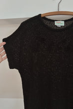 1970's BLACK GRACE THOMPSON EMBROIDERED KNIT TOP | SIZE M