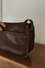 1990's COACH CHOCOLATE LEATHER HANDBAG | 11" x 8" x 3"