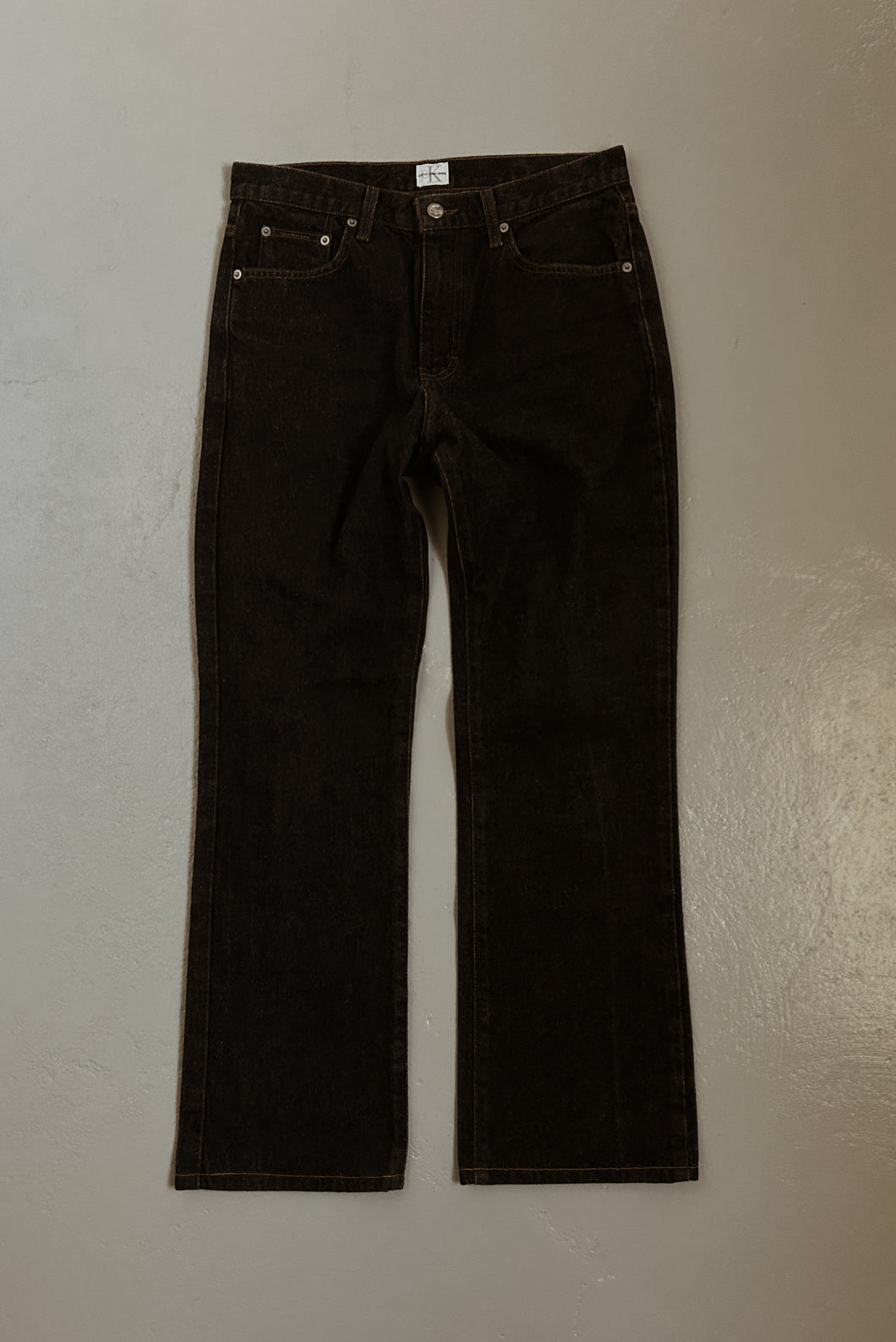 1990's CALVIN KLEIN CHARCOAL TWILL KICK FLARE DENIM | SIZE 29