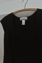 1990's BLACK RIB KNIT SQUARE NECK BABY TEE
