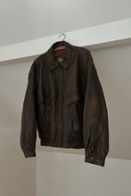 1990's CHOCOLATE PEBBLED LEATHER BOMBER | SIZE L