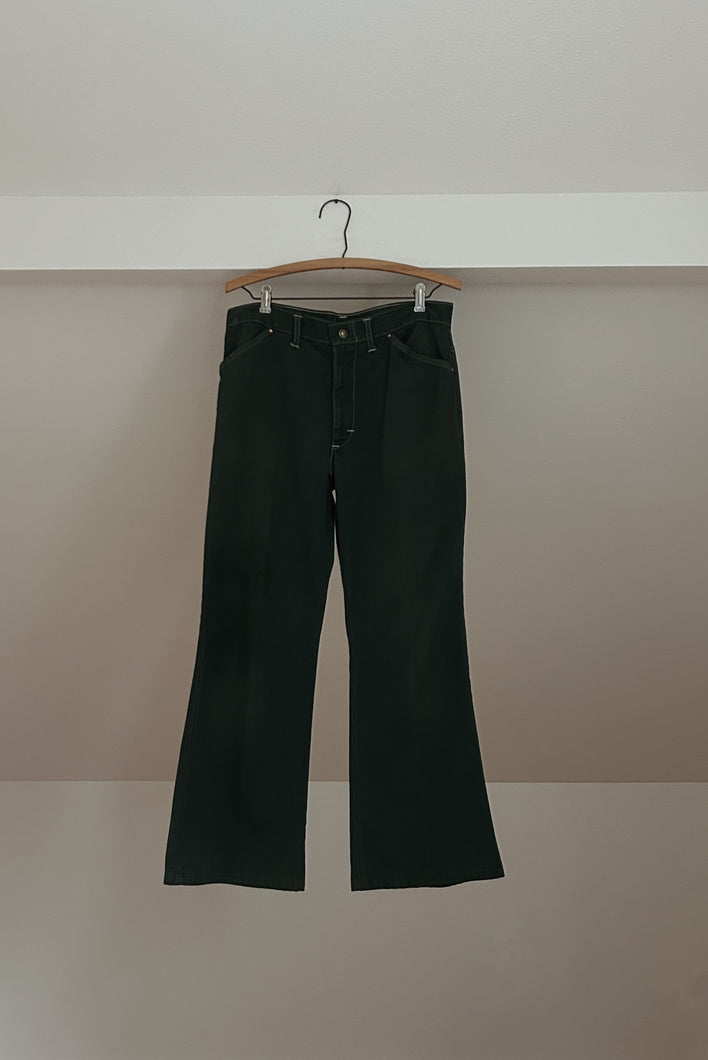 1960's FOREST GREEN KICK FLARES | SIZE 29