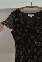 1990's PURE SILK BLACK FLORAL ORGAZA OVERLAY DRESS | SIZE M