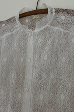 1970's WHITE LACE BUTTON BLOUSE | SIZE M