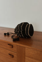 1950's BLACK + GOLD CROCHET DRAWSTRING BUCKET BAG