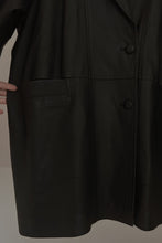 1990's BOXY BLACK LEATHER JACKET | SIZE L/XL