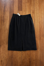 1970's I MAGNIN NAVY WOOL VENTED MIDI SKIRT | SIZE S/M