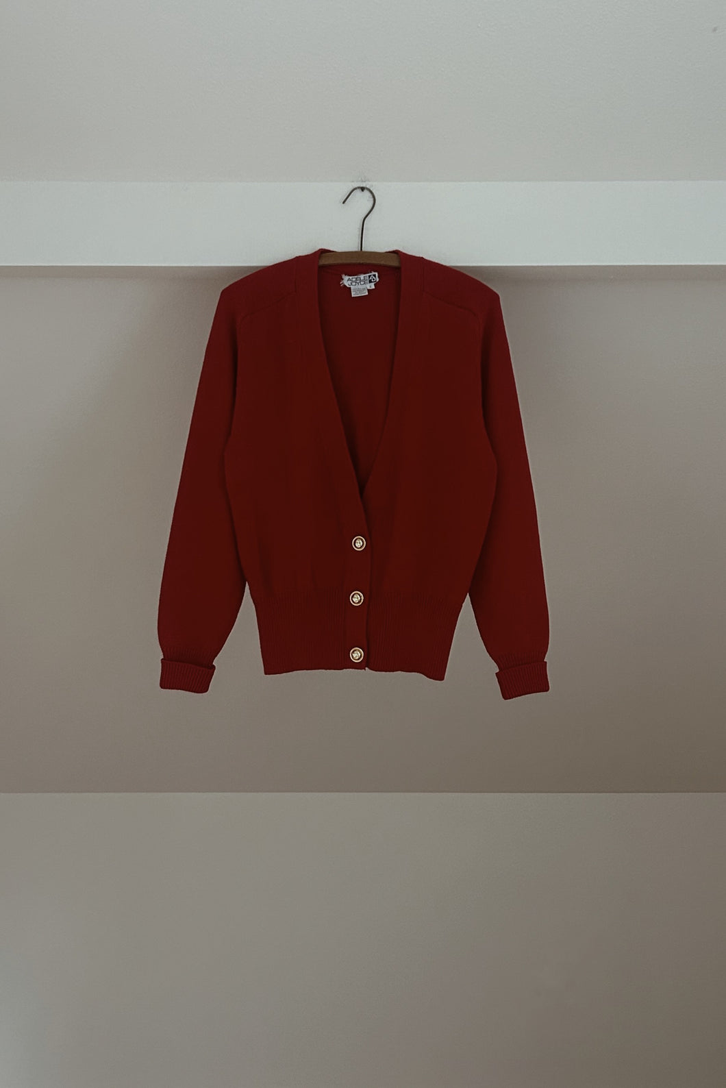 1980's CHERRY COTTON KNIT CARDIGAN | SIZE S/M