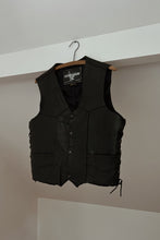 1980's LADY HARLEY BLACK LEATHER LACE UP VEST | SIZE S/M