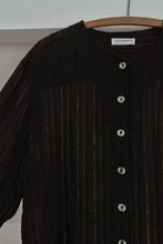 1990's BLACK LINEN GAUZE BUTTON BLOUSE | SIZE M
