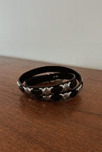 1990's BLACK LEATHER WESTERN SILVER BELT | SIZE M