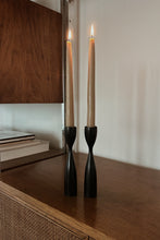 MID CENTURY KALMAR BLACK WOOD CANDLE HOLDERS